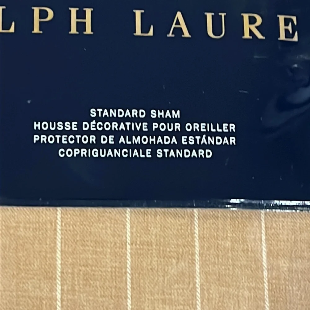 Ralph Lauren Beckett Haberdashery Standard Pillow Sham Camel new 20”x28”